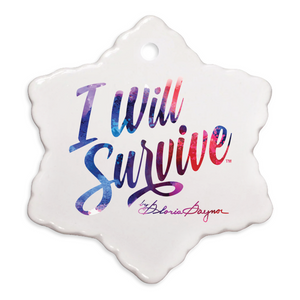 I Will Survive by Gloria Gaynor Watercolor Logo Snowflake Ornament