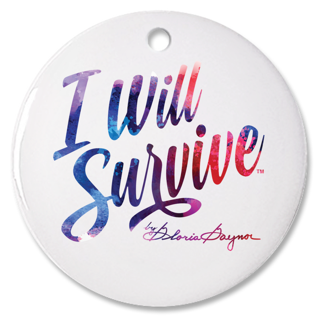 I Will Survive by Gloria Gaynor Watercolor Logo Round Ornament