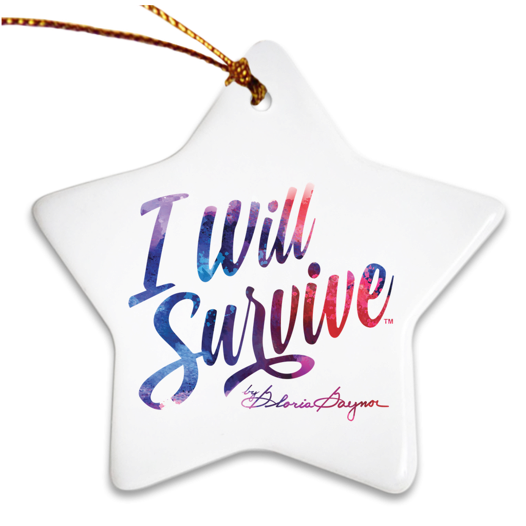 I Will Survive by Gloria Gaynor Watercolor Logo Star Ornament