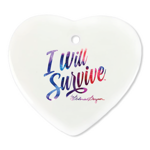 I Will Survive by Gloria Gaynor Watercolor Logo Heart Ornament